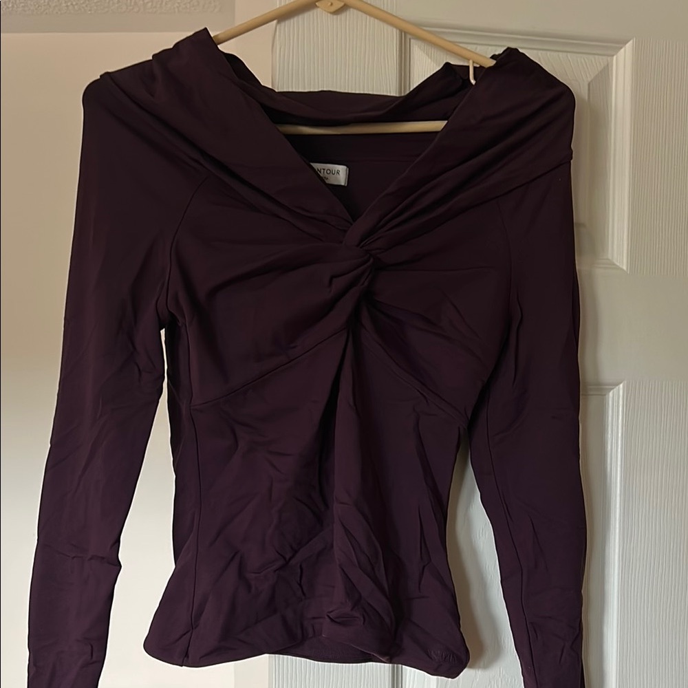 Aritzia Twist-Front Long Sleeve Top in Deep Plum